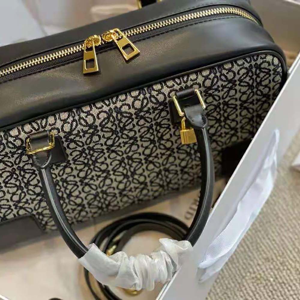 TÚI Loewe Amazona 23 in Anagram Jacquard and Calfskin-Black