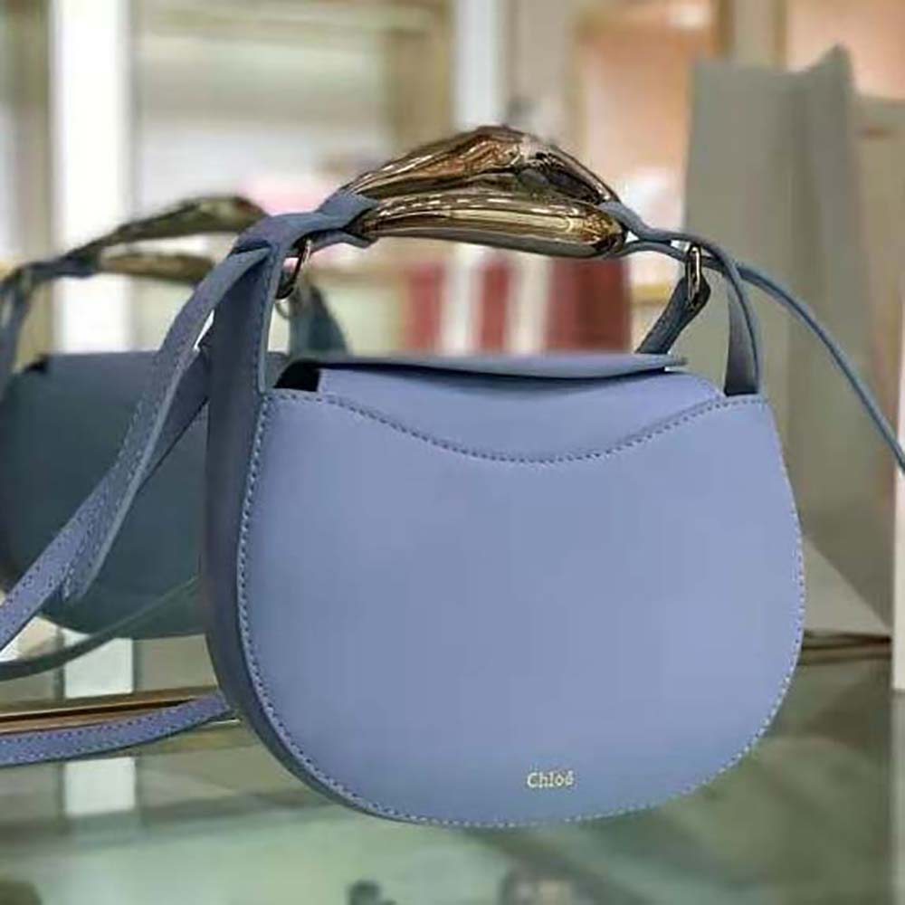 TÚI Chloe Kiss Small Purse in Small Grain Calfskin-Blue