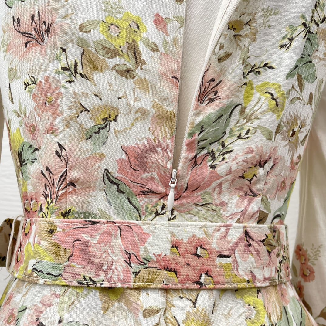 VÁY ZIMMERMANN White Floral Print Mini Dress with Belt High Classy