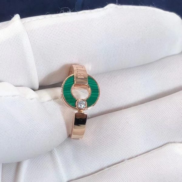 Nhẫn BVLGARI Openwork Malachite kim cương vàng hồng 18K