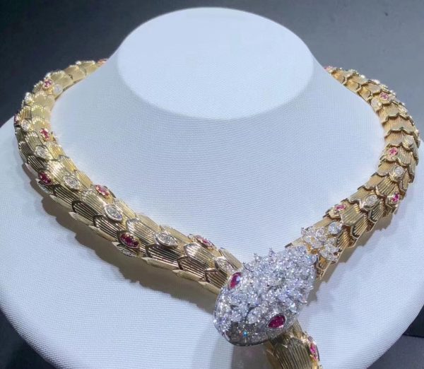 Vòng cổ BVLGARI Serpenti Diamond Ruby Vàng Vàng 18K