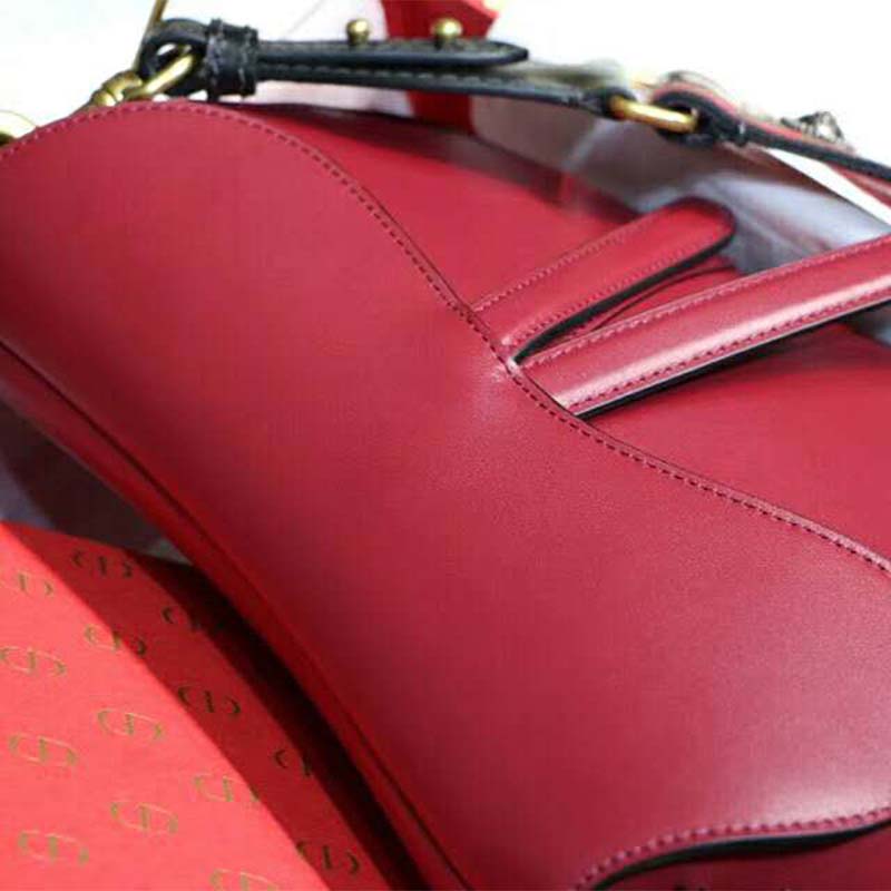 TÚI Dior Women Saddle Bag in Red Calfskin