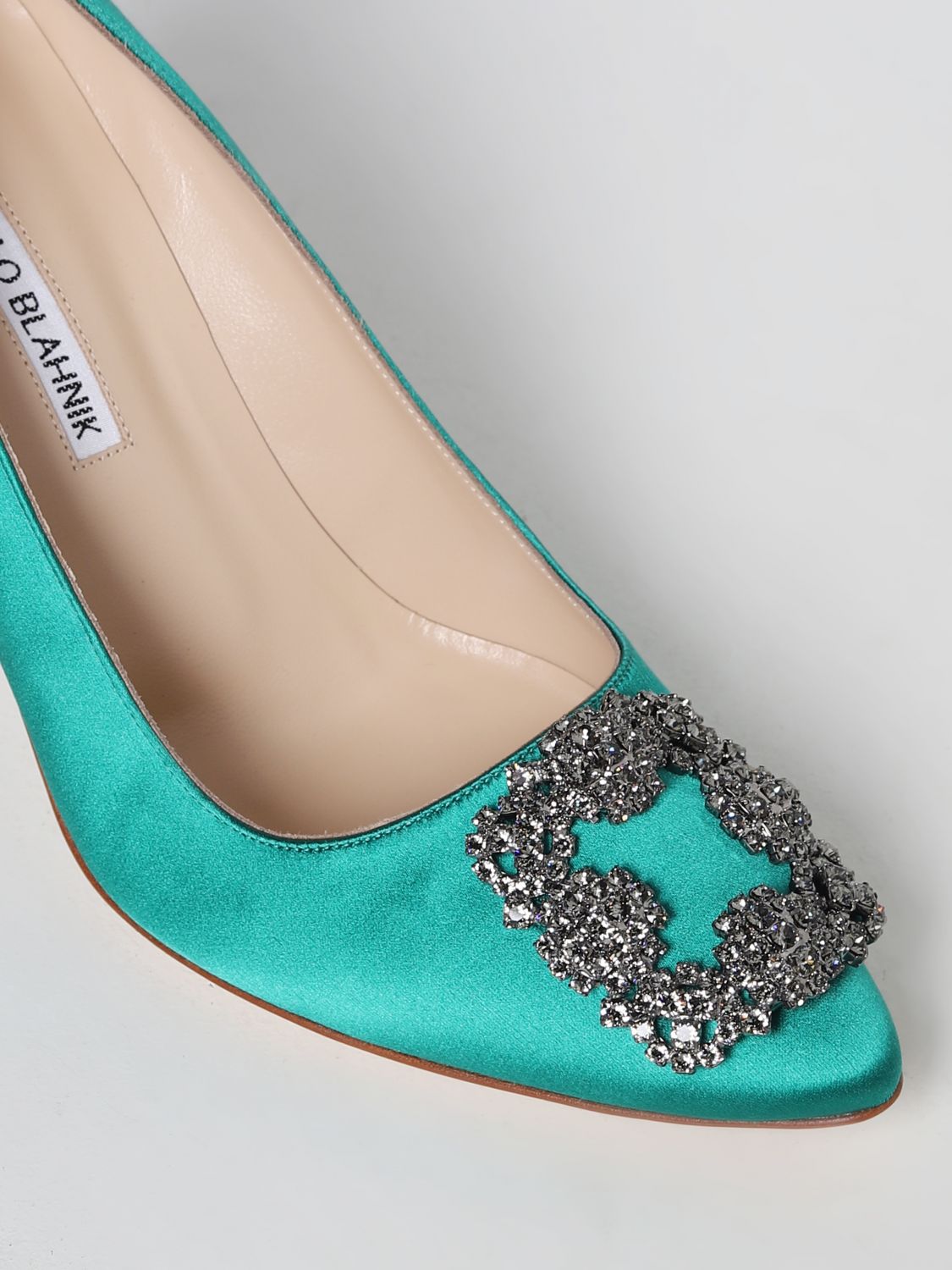 GIÀY MANOLO BLAHNIK Green satin pumps shoes