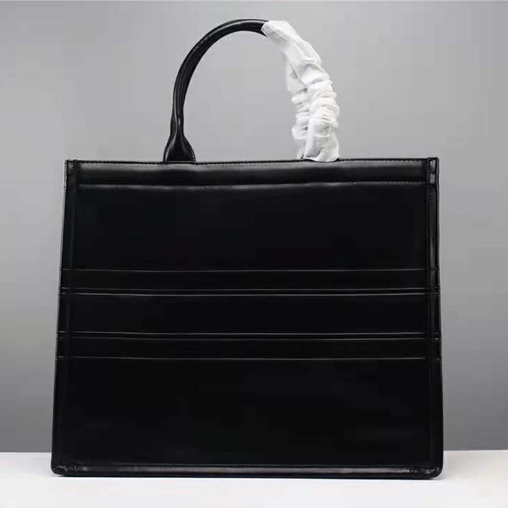 TÚI Dior Women Small Dior Book Tote Black Calfskin
