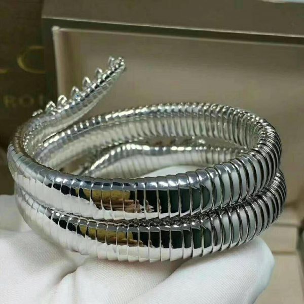 Vòng tay BVLGARI Serpenti hai cuộn vàng trắng 18K