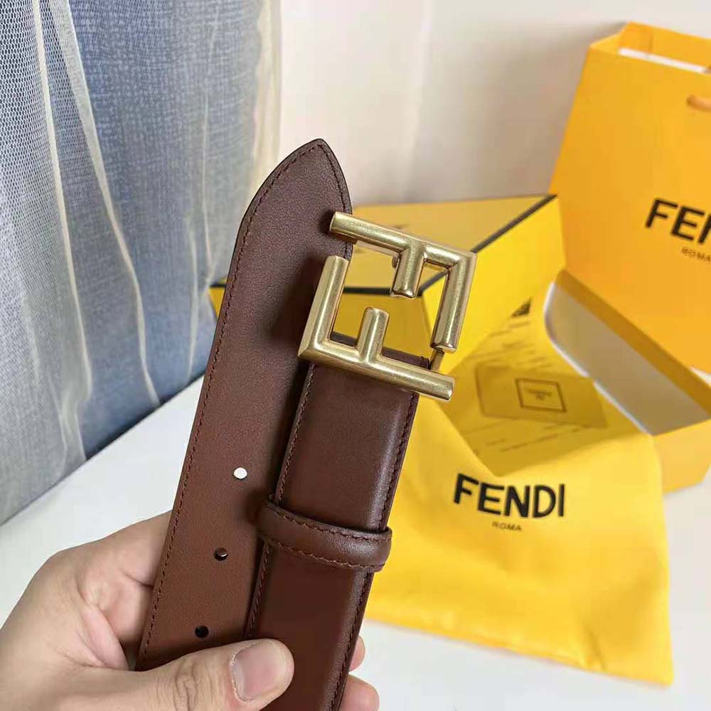 DÂY LƯNG Fendi Belt with Loop and FF Stud Buckle-Black