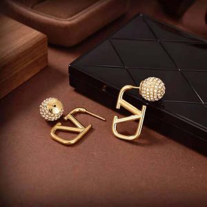 BÔNG TAI Valentino Women Vlogo Signature Metal and Rhinestone Earrings