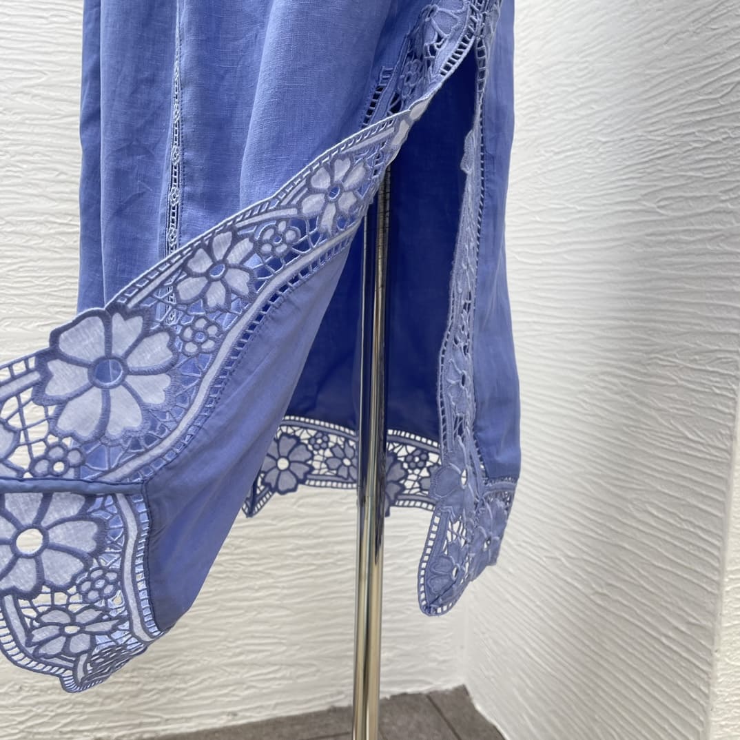 VÁY ZIMMERMANN Lace Patchwork Sleeveless Midi Blue Dress High Classy