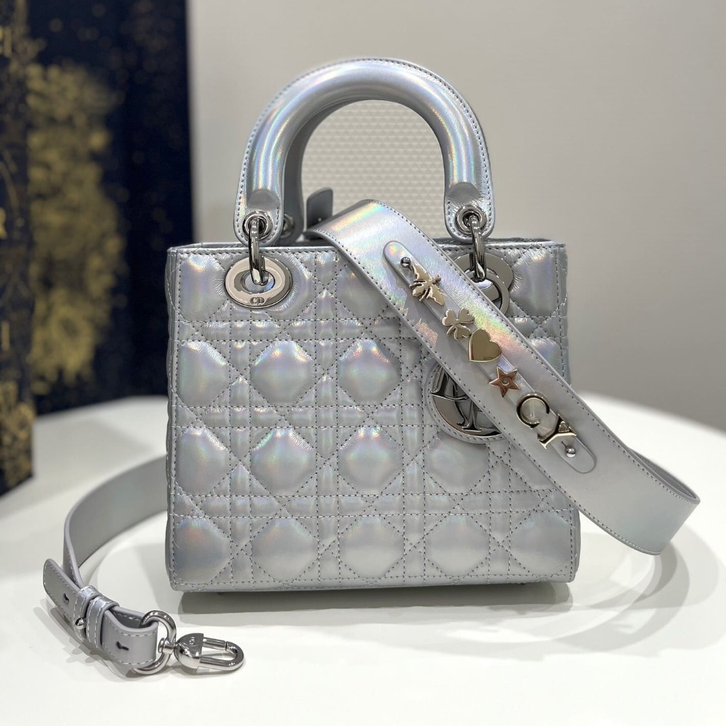 TÚI CHRISTIAN DIOR LADY DIOR Cannage Calfskin Pearl ánh trai