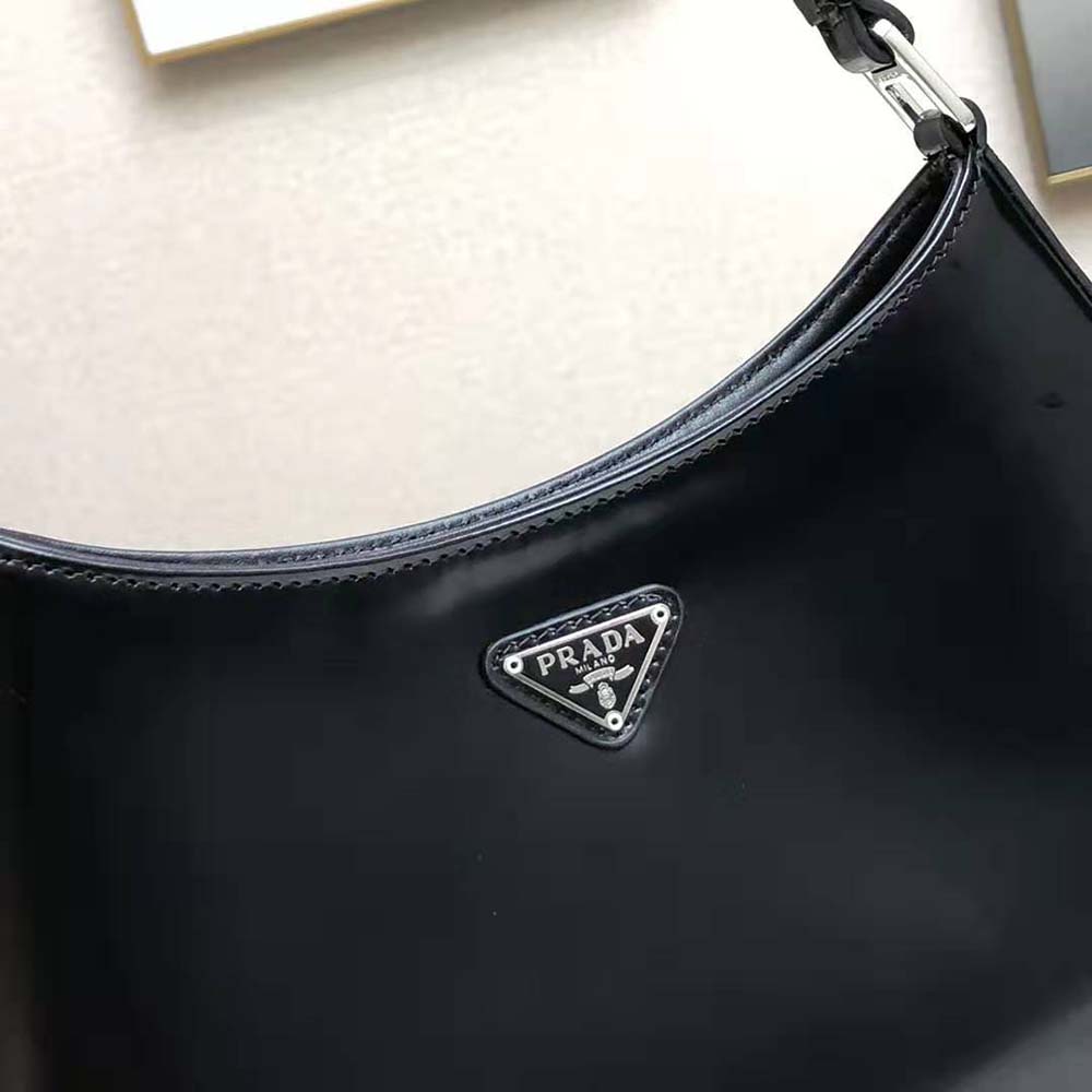 TÚI Prada Cleo Brushed Leather Shoulder Bag-Black