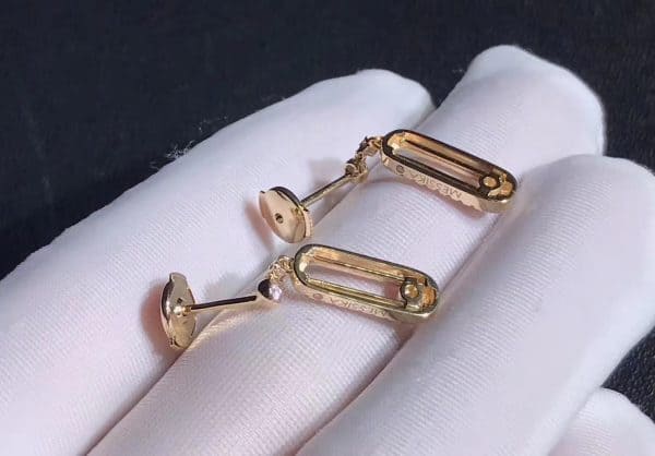 Bông tai Messika Move Uno Diamond kim cương vàng hồng 18K
