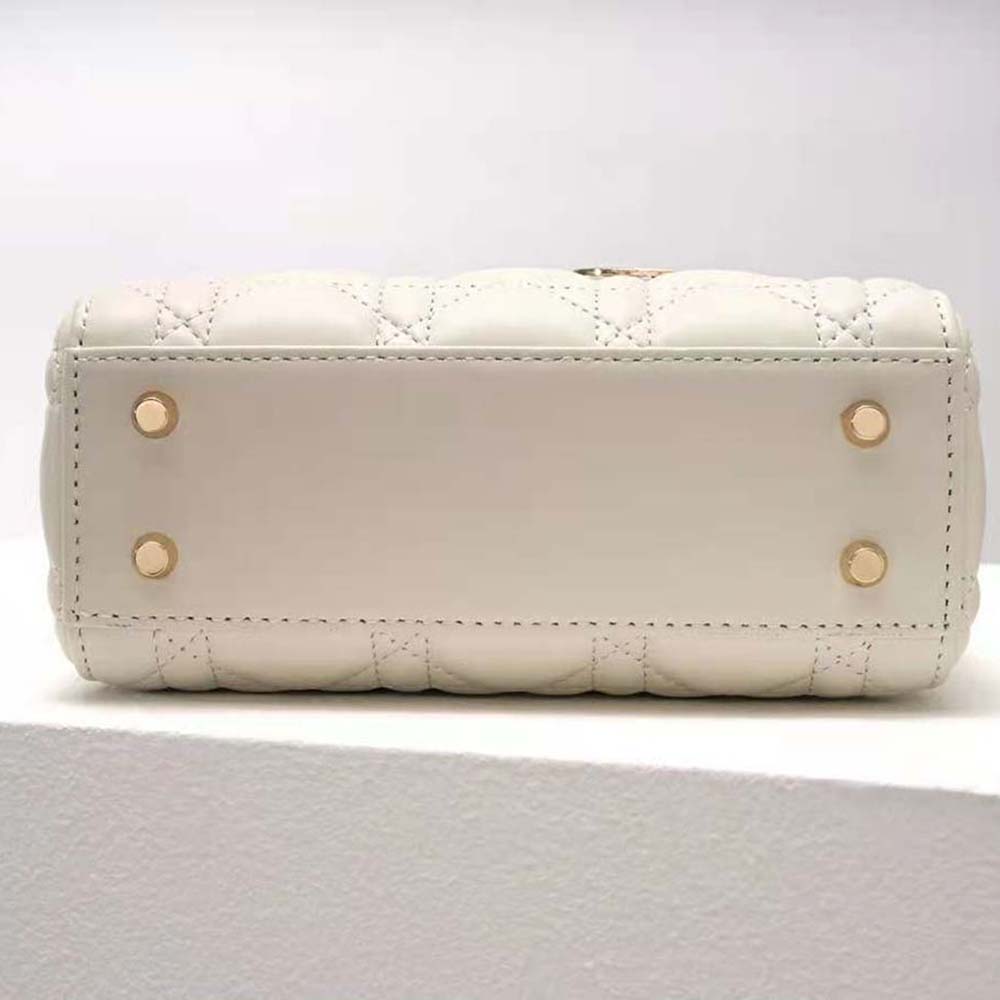 TÚI Christian Dior Mini Lady Dior Bag Latte Cannage Lambskin