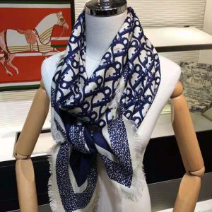 KHĂN Dior Women Dior Oblique Square Scarf Navy Blue Silk Twill