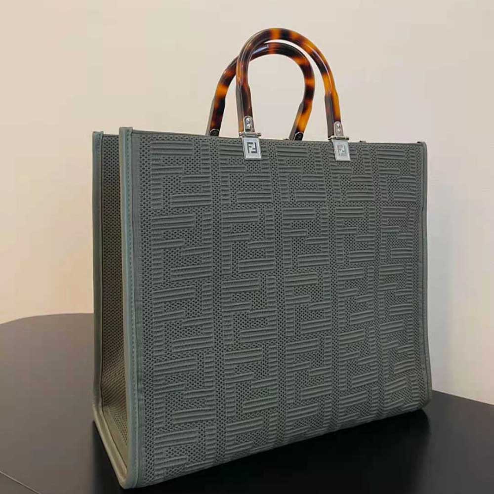 TÚI Fendi Sunshine Medium FF Fabric Shopper-Green