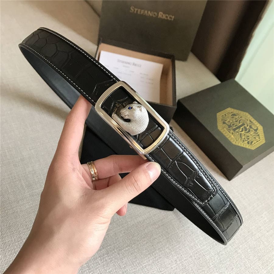 DÂY LƯNG STEFANO RICCI CROCODILE LEATHER DA CÁ SẤU Belt Khóa bạc