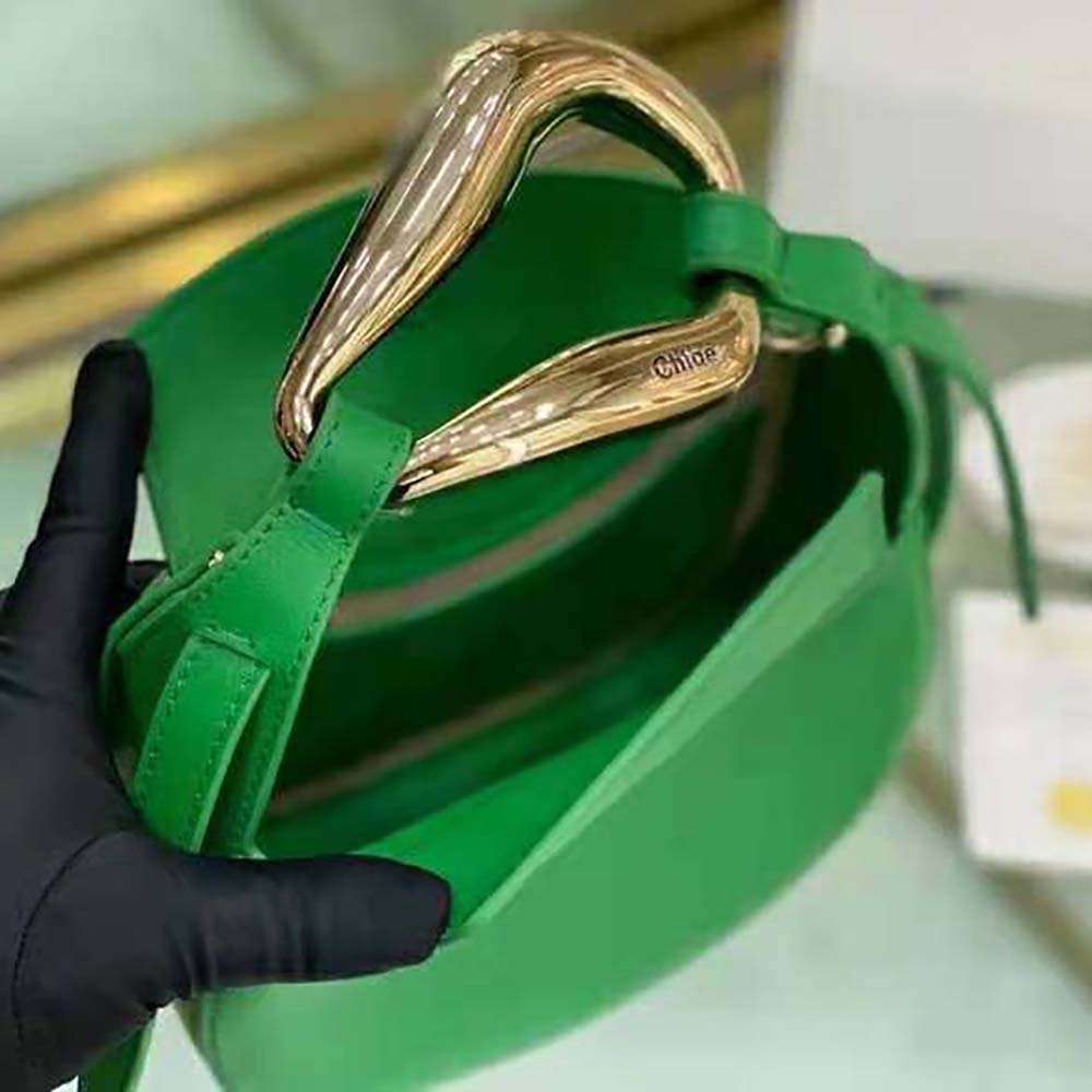 TÚI Chloe Women Kiss Small Purse in Small Grain Calfskin-Green