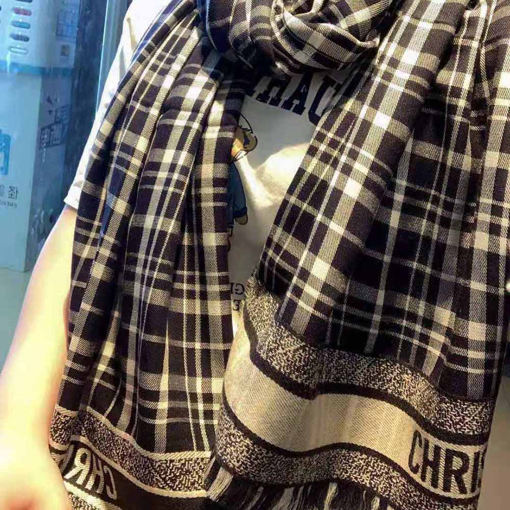 KHĂN Dior Women Reversible Dior Oblique Blanket Navy Blue Cashmere