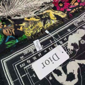 KHĂN Dior Women Zodiac Square Scarf Navy Black Silk Twill