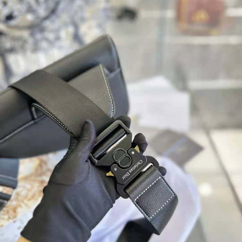 TÚI Dior Maxi Saddle Bag Black Grained Calfskin