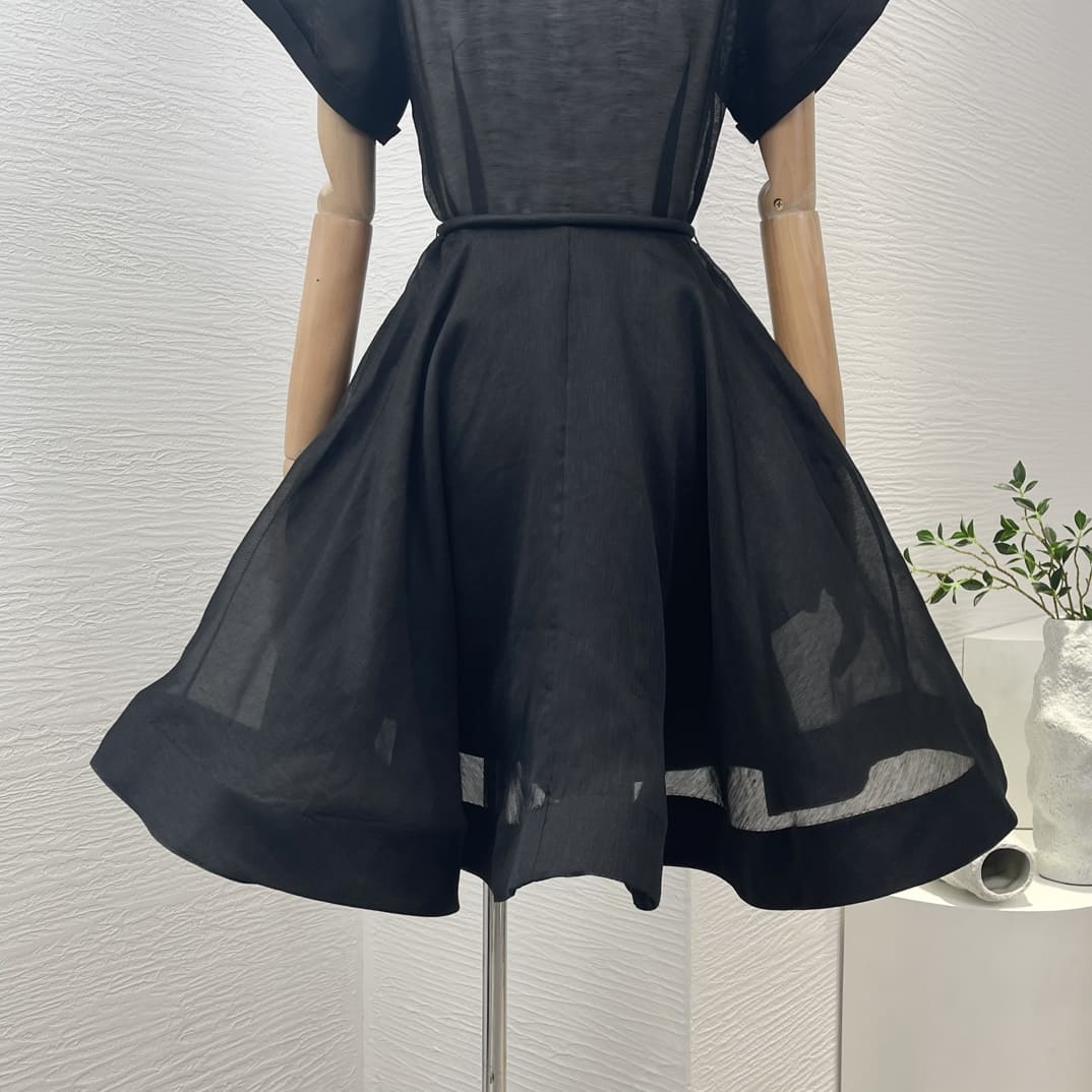 VÁY ZIMMERMANN Black Diamonds Tassels Shower Sleeve Mini Dress High Classy