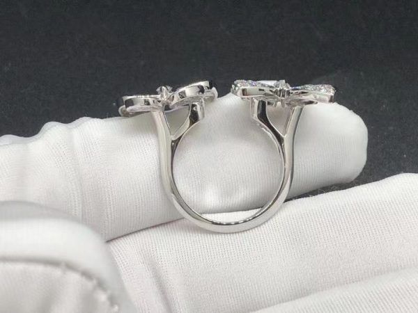 Nhẫn Van Cleef & Arpels 2 Butterflies diamond vàng trắng 18K