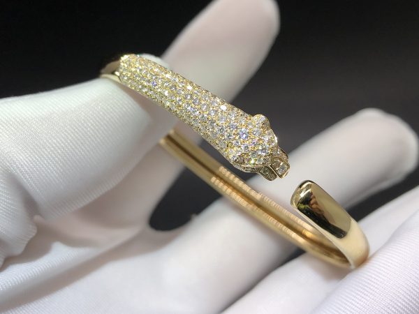Vòng tay Cartier Panthère de Cartier kim cương Ngọc lục bảo mã não vàng hồng 18K