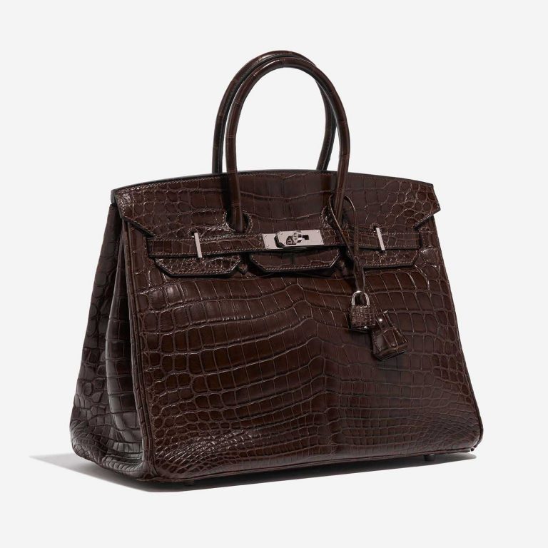 TÚI Hermès Birkin 35 Crocodile Niloticus Gris Elephant Brown Gold Buckle khóa trắng