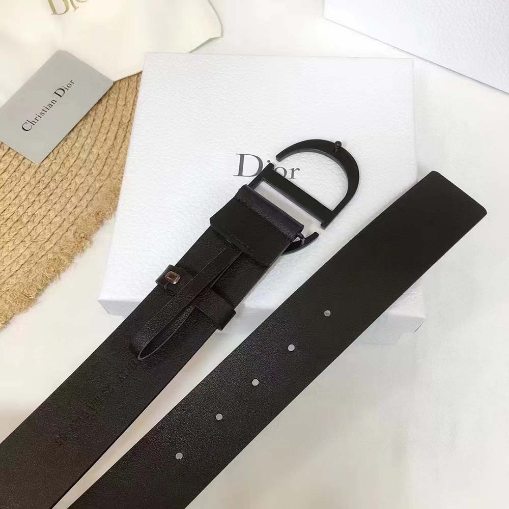 DÂY LƯNG Dior 30 Montaigne Belt in Calfskin Leather-Black