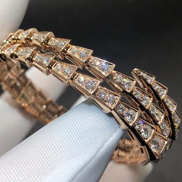 Vòng tay BVLGARI Serpenti hai cuộn vàng hồng 18K