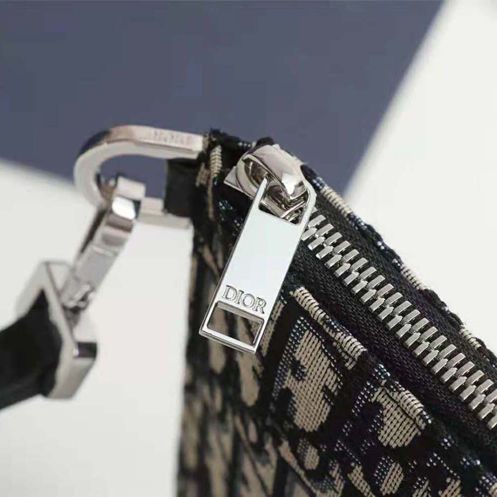 TÚI Dior Pouch Beige and Black Dior Oblique Jacquard
