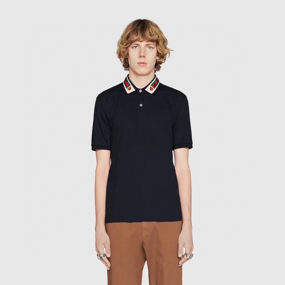 ÁO GUCCI TIGER COLLAR POLO SHIRT BLACK