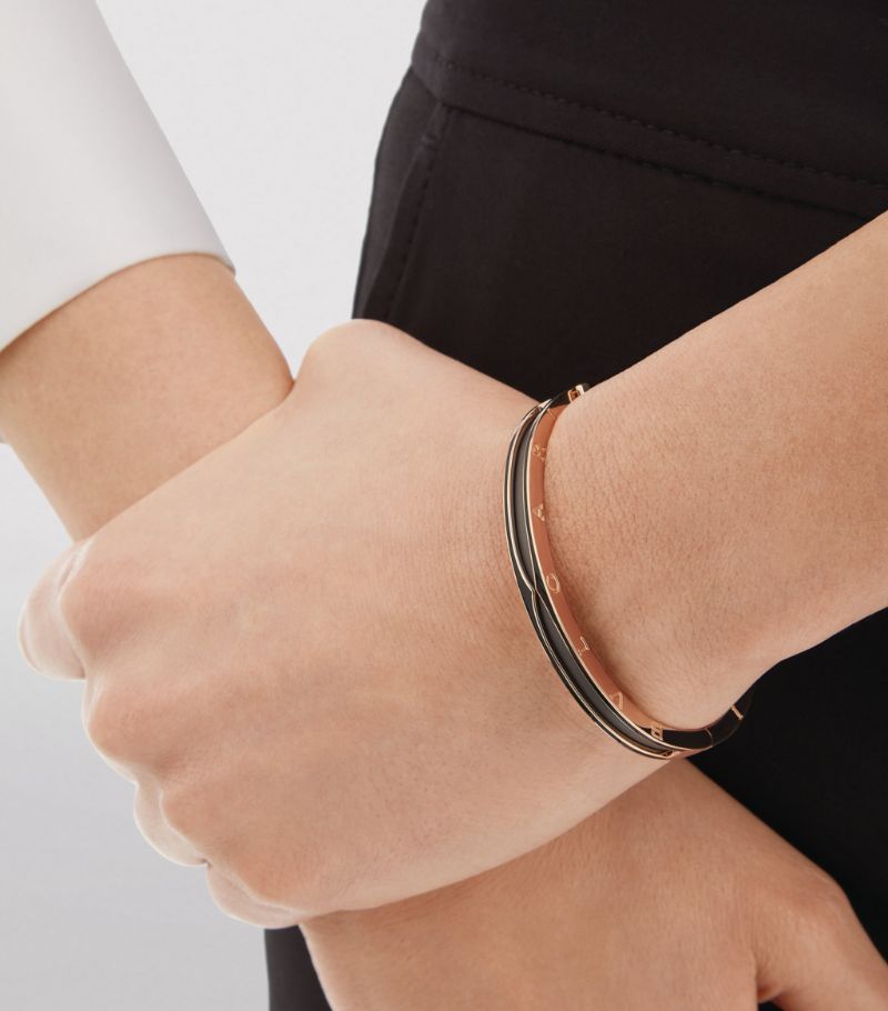 Vòng tay BVLGARI Rose Gold And Ceramic B.Zero1 Bangle vàng hồng 18K
