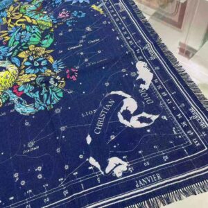 KHĂN Dior Women Zodiac Square Scarf Navy Blue Silk Twill