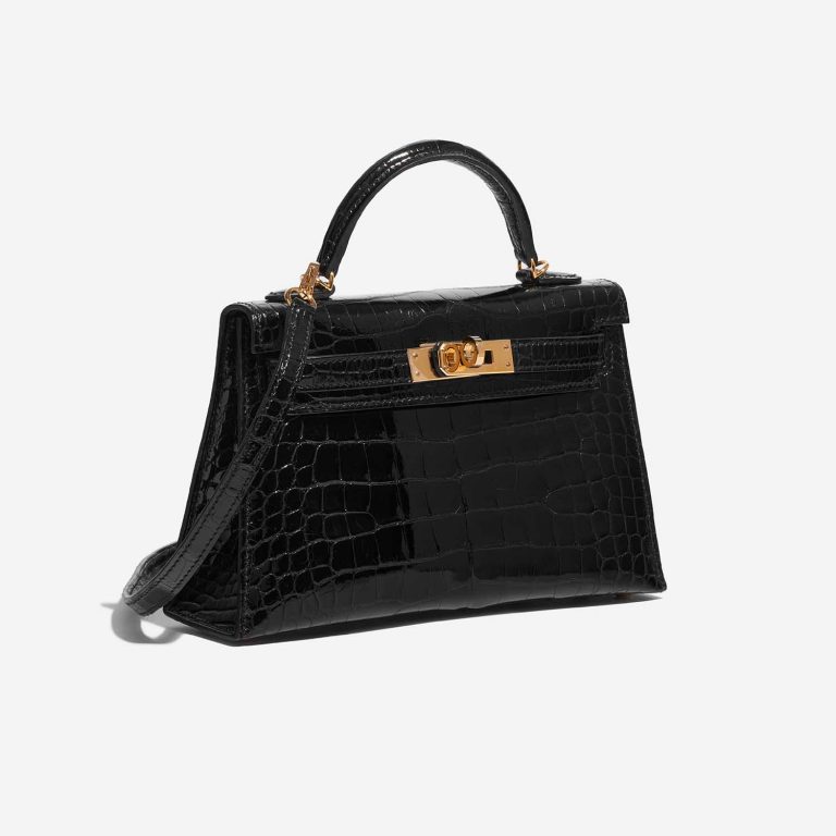 TÚI Hermès Kelly Mini Alligator Black Gold Buckle khóa vàng
