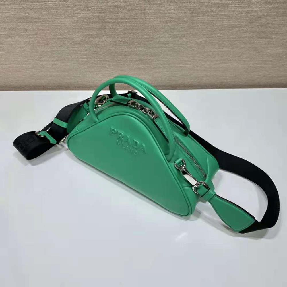 TÚI Prada Women Leather Prada Triangle Bag-Green