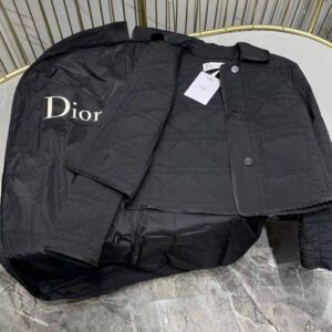 ÁO Dior Women Macrocannage Jacket Black Quilted Technical Taffeta
