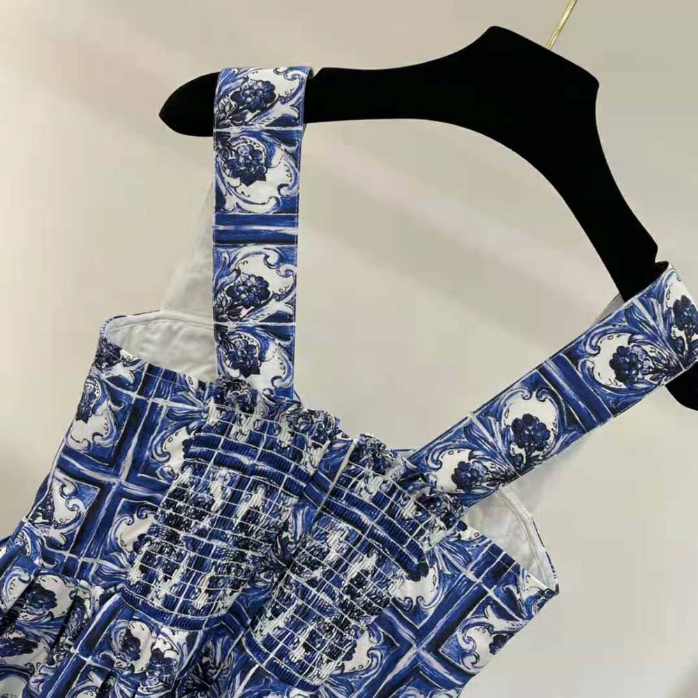 VÁY Dolce Gabbana D&G Women Majolica-Print Charmeuse Midi Dress