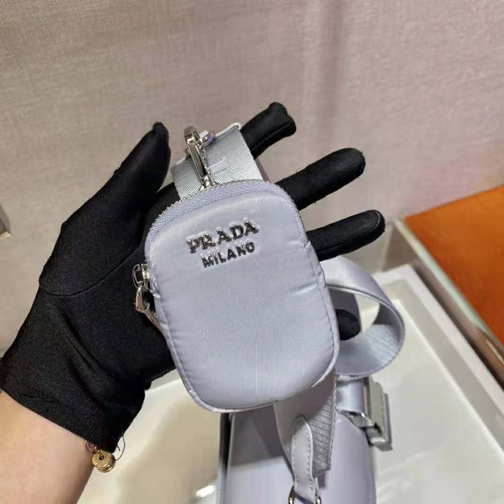 TÚI Prada Women Pocket Nylon and Brushed Leather Bag-Blue