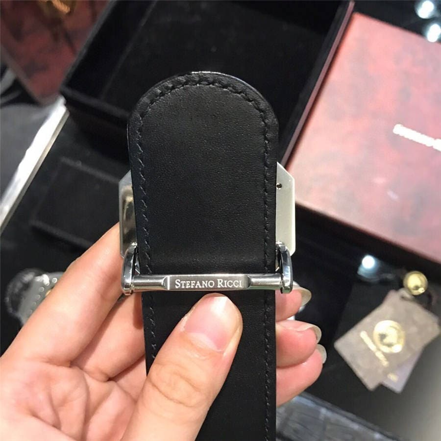 DÂY LƯNG STEFANO RICCI CROCODILE LEATHER DA CÁ SẤU Belt Khóa bạc
