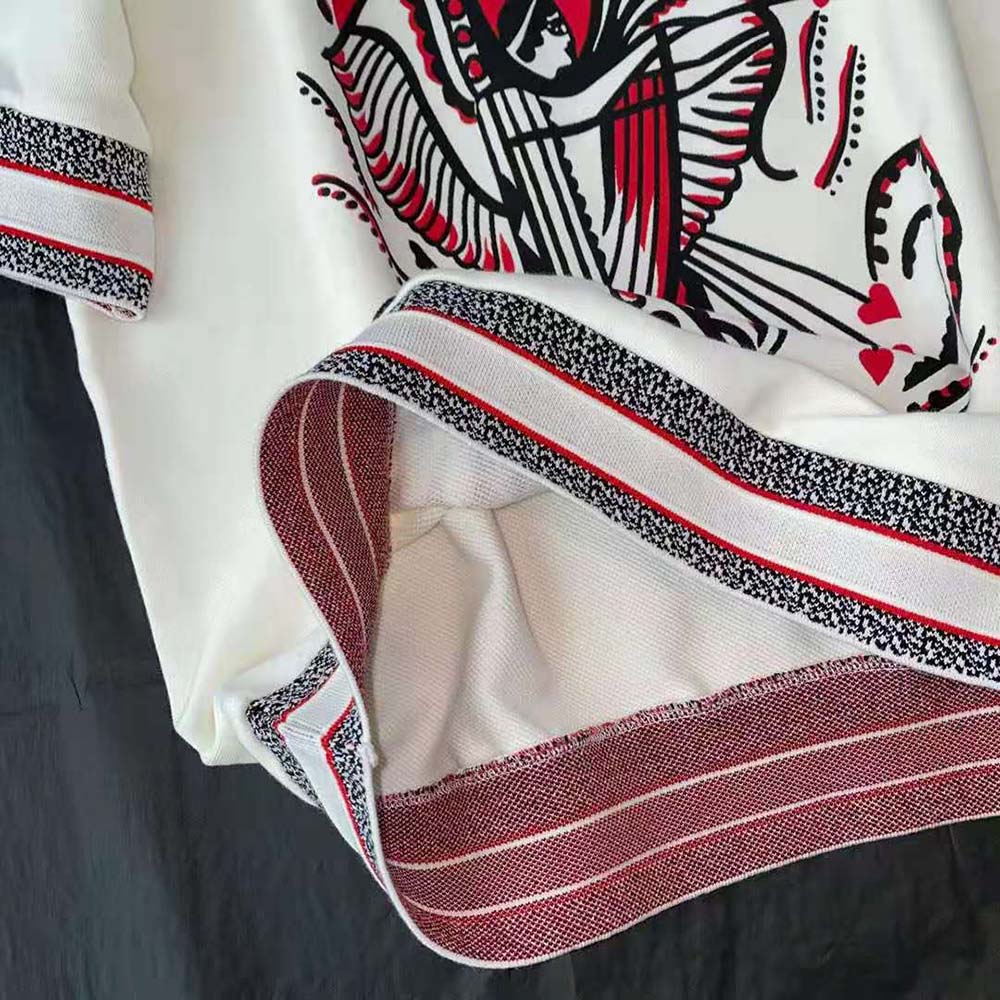 ÁO Dior Short-Sleeved Sweatshirt White Cotton Jersey with Multicolor Cupidon Motif