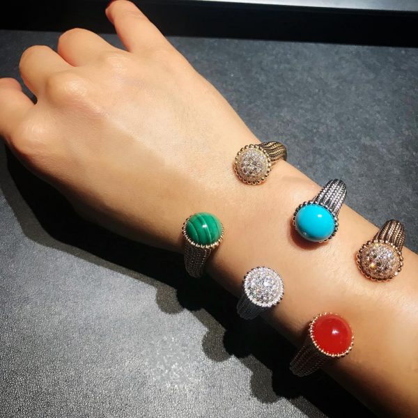 Vòng tay Van Cleef & Arpels Perlee Couleurs Turquoise vàng trắng 18K