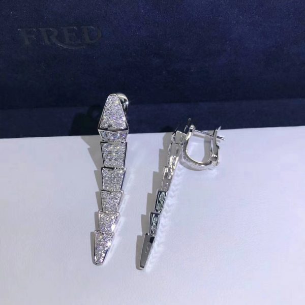 Bông tai BVLGARI Serpenti Viper Bông tai thả vàng trắng 18K