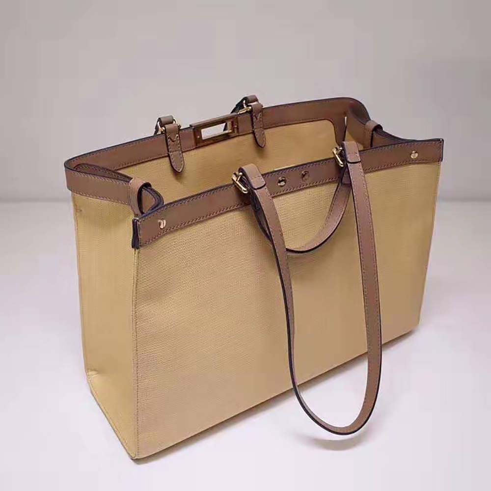 TÚI Fendi Peekaboo X-Tote Beige Canvas Bag
