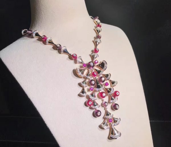 Vòng cổ BVLGARI Divas Dream Rubellite và Amethyst vàng hồng 18K