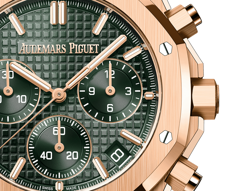 Đồng hồ Audemars Piguet Royal Oak Chronograph Gold mặt số màu xanh olive