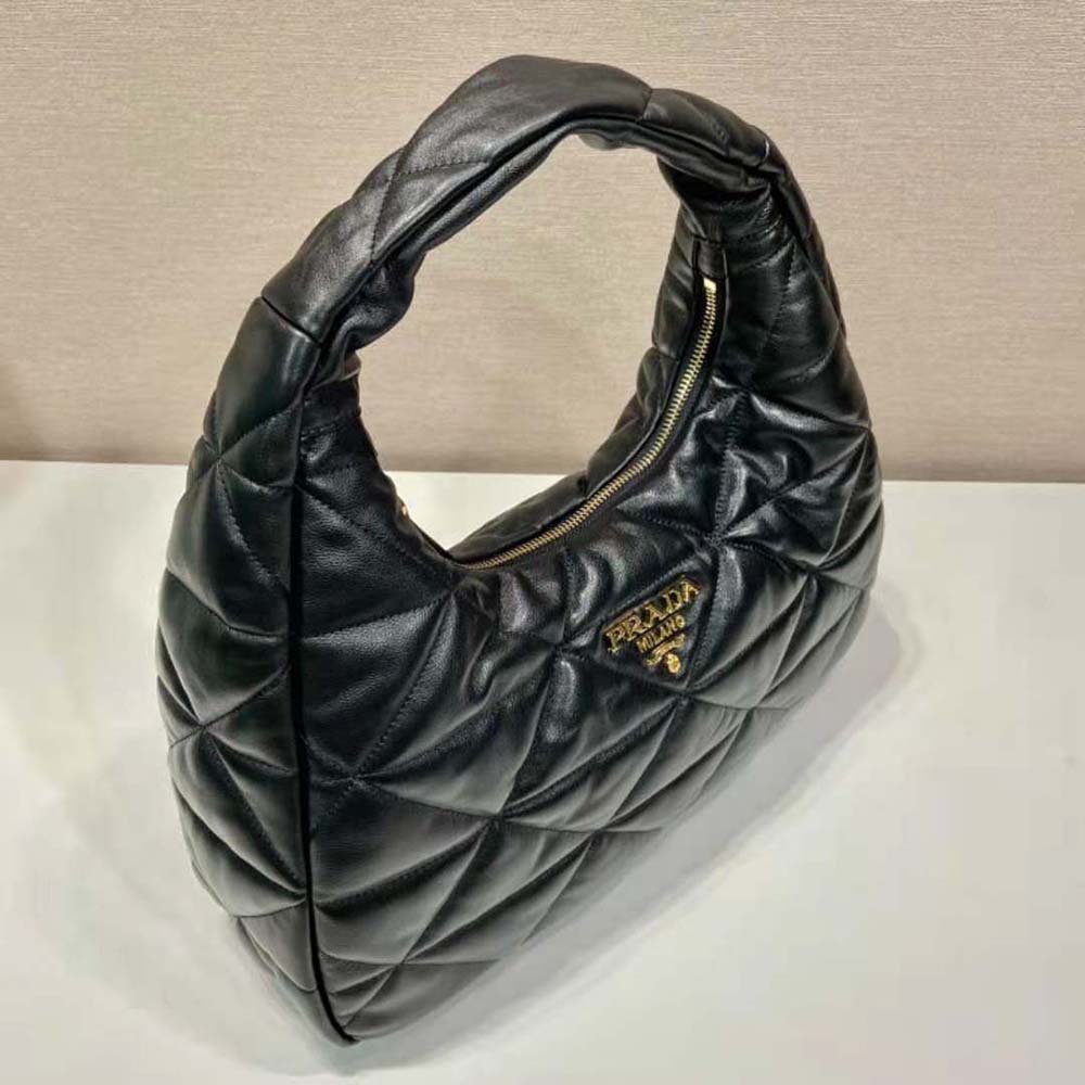 TÚI Prada Large Topstitched Nappa-Leather Bag-Black