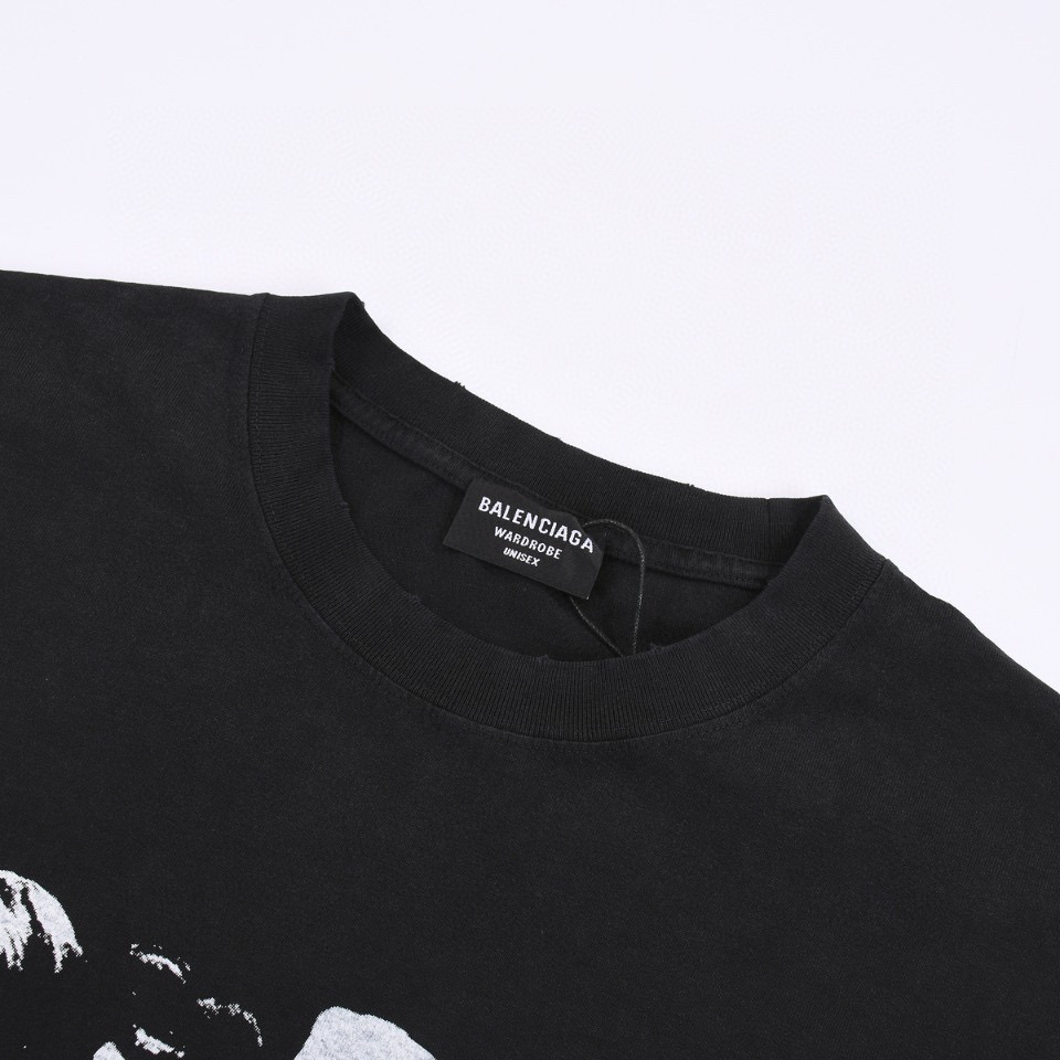 ÁO BALENCIAGA print cotton jersey T-shirt