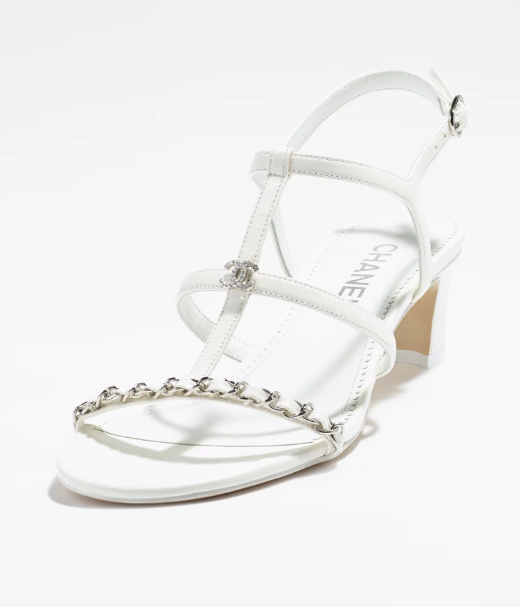 GIÀY SANDAL CHANEL WHITE TRẮNG DA CỪU 45MM