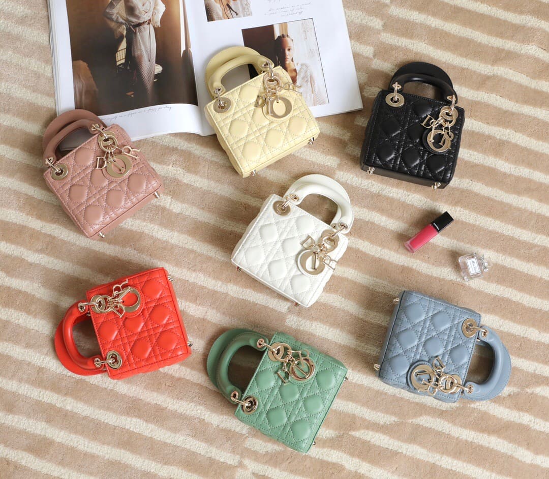 TÚI CHRISTIAN DIOR Women Micro Lady Dior Bag White Cannage Lambskin