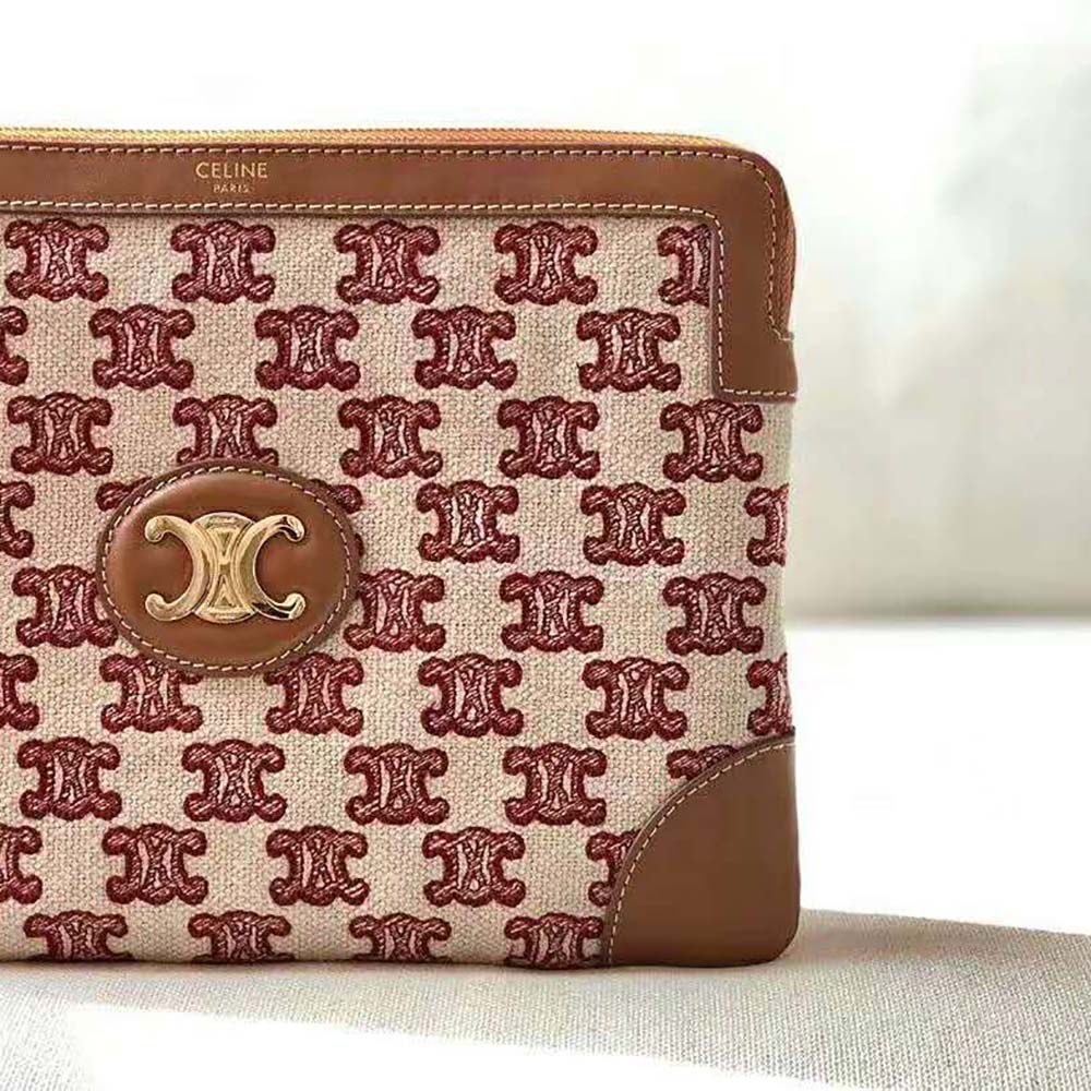 TÚI Celine Small Pouch in Textile with Triomphe Embroidery